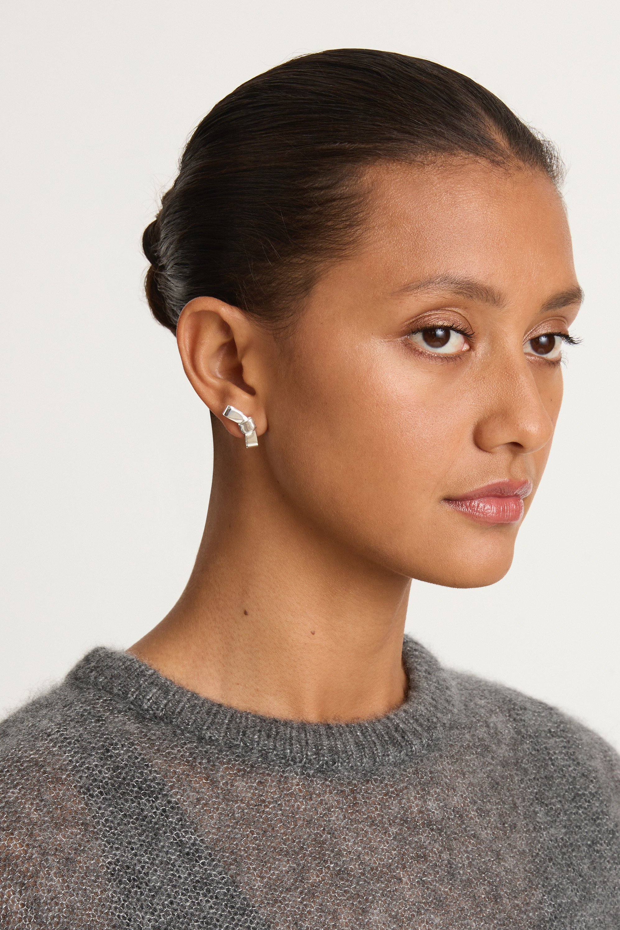 Annika Inez Petite Cravat Studs - Silver