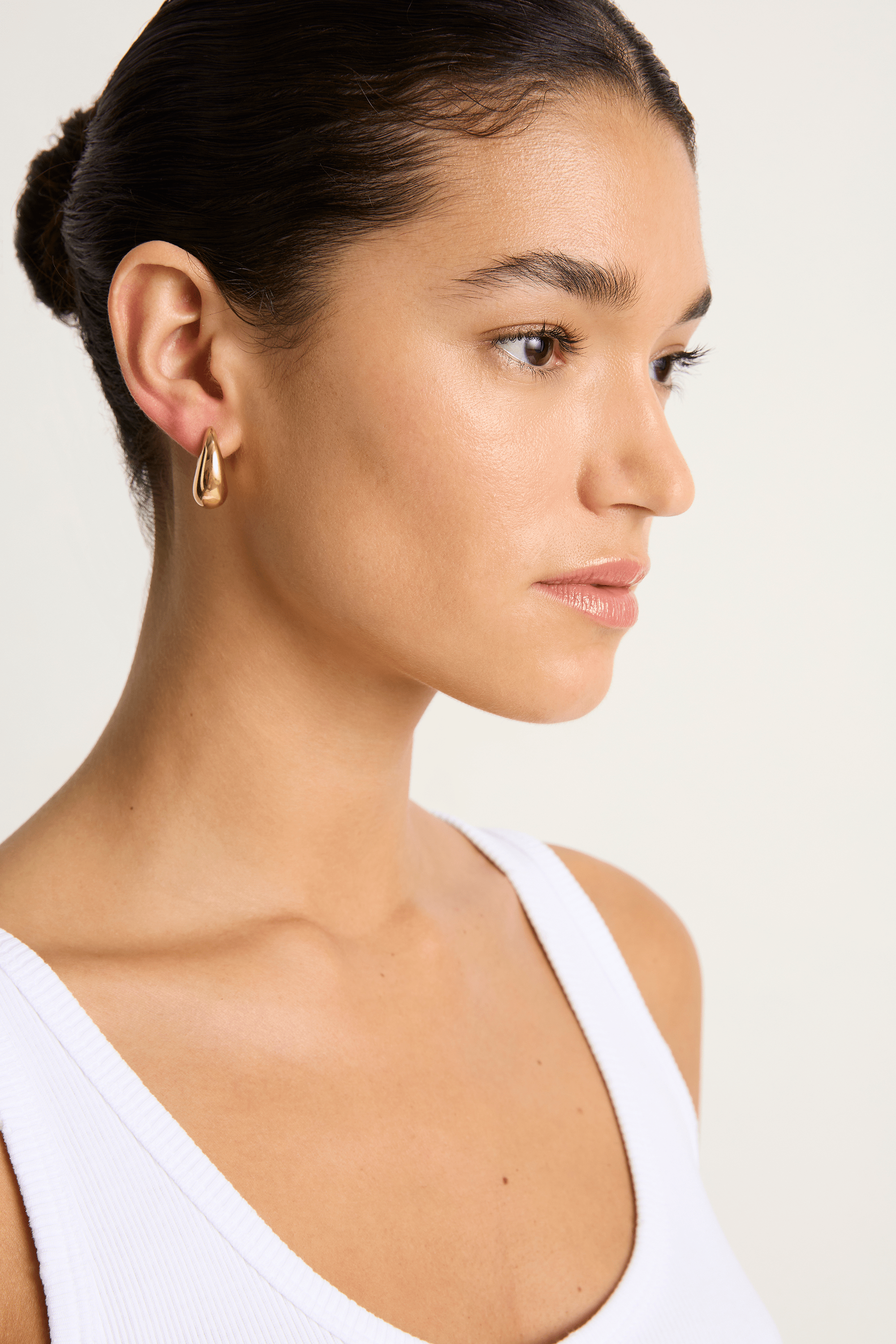 Annika Inez Sloping Hinge Hoops - Gold