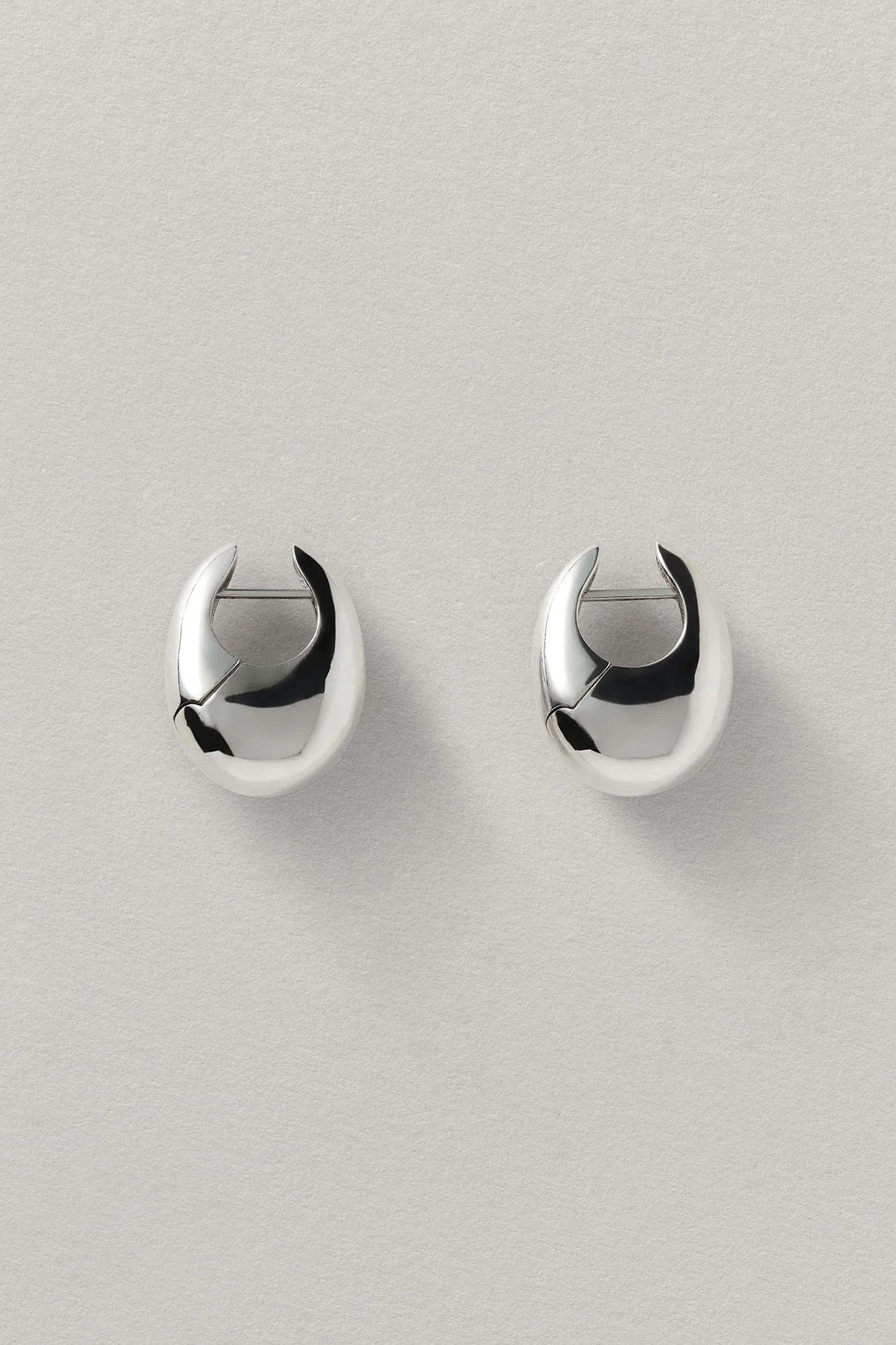 Annika Inez Sloping Hinge Hoops - Silver