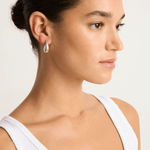 Annika Inez Sloping Hinge Hoops - Silver