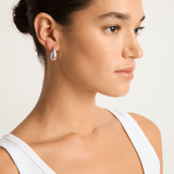 Annika Inez Sloping Hinge Hoops - Silver