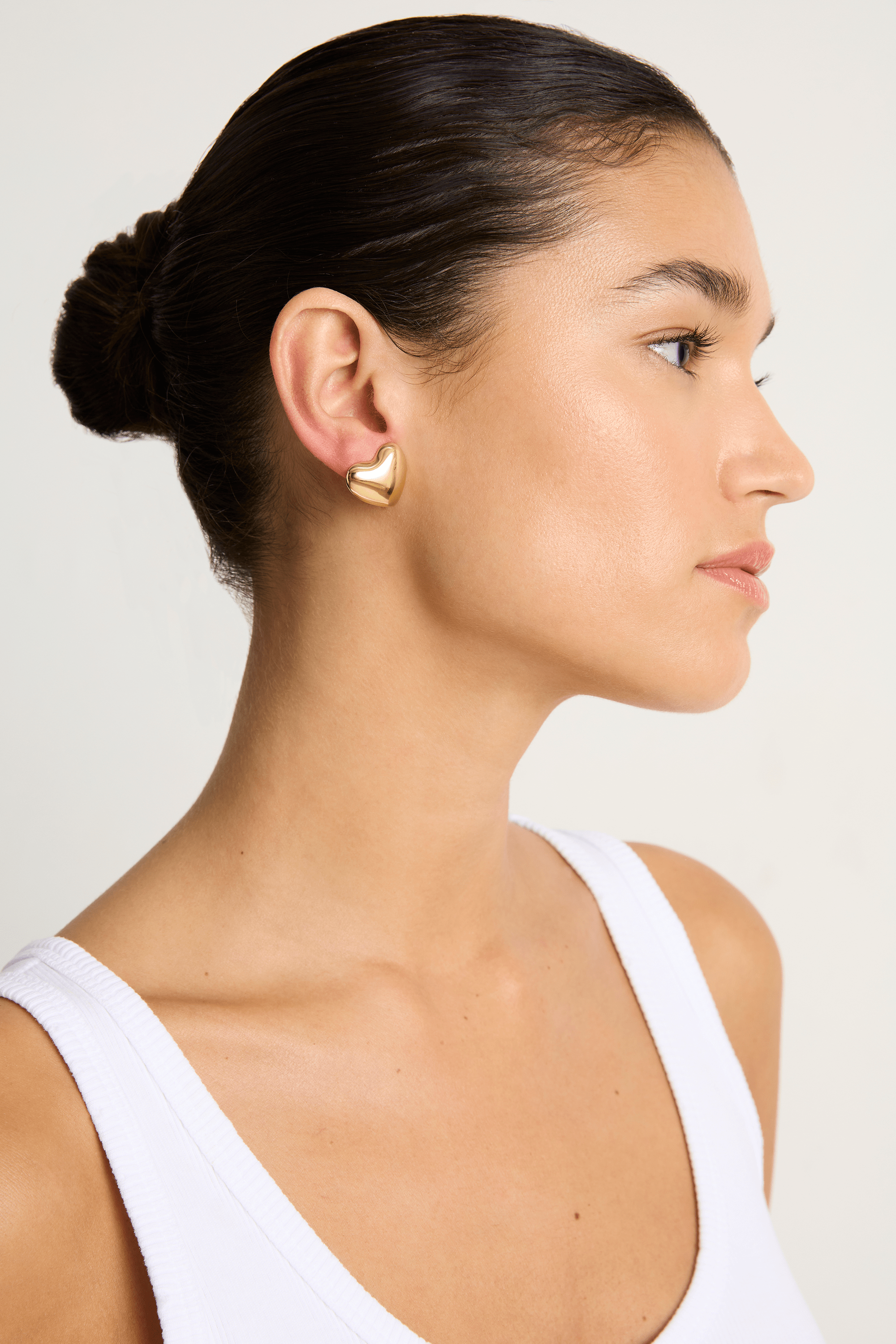 Annika Inez Voluptuous Heart Earrings - Small Gold