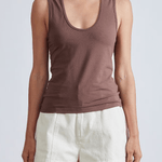 Apiece Apart Uri Low-Cut Tank - Chocolate