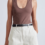 Apiece Apart Uri Low-Cut Tank - Chocolate