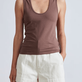Apiece Apart Uri Low-Cut Tank - Chocolate
