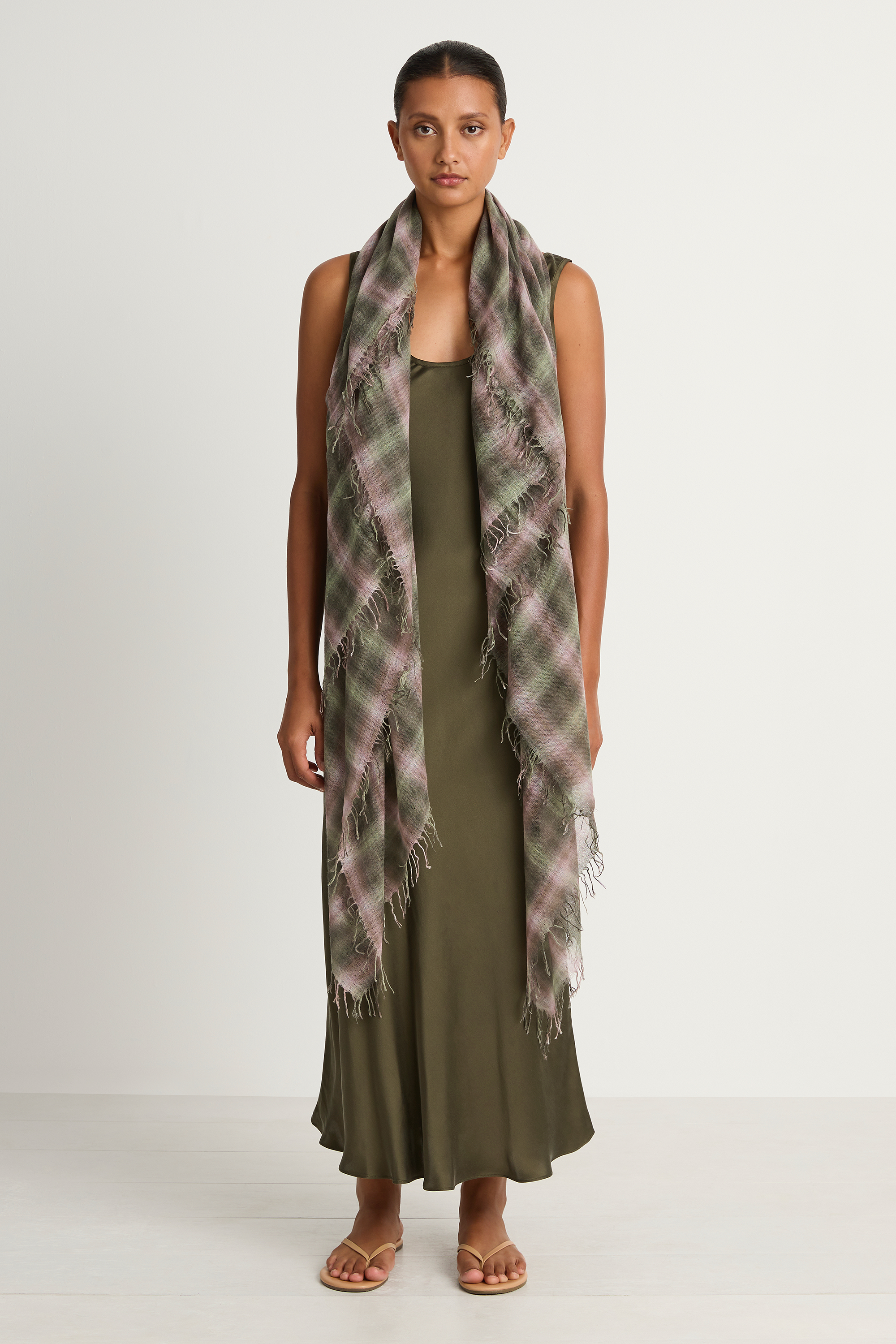 Chan Luu Cashmere & Silk Scarf - Forest Plaid