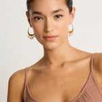 Chan Luu Crescent white pearl & gold hoop earrings