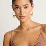 Chan Luu Crescent white pearl & gold hoop earrings