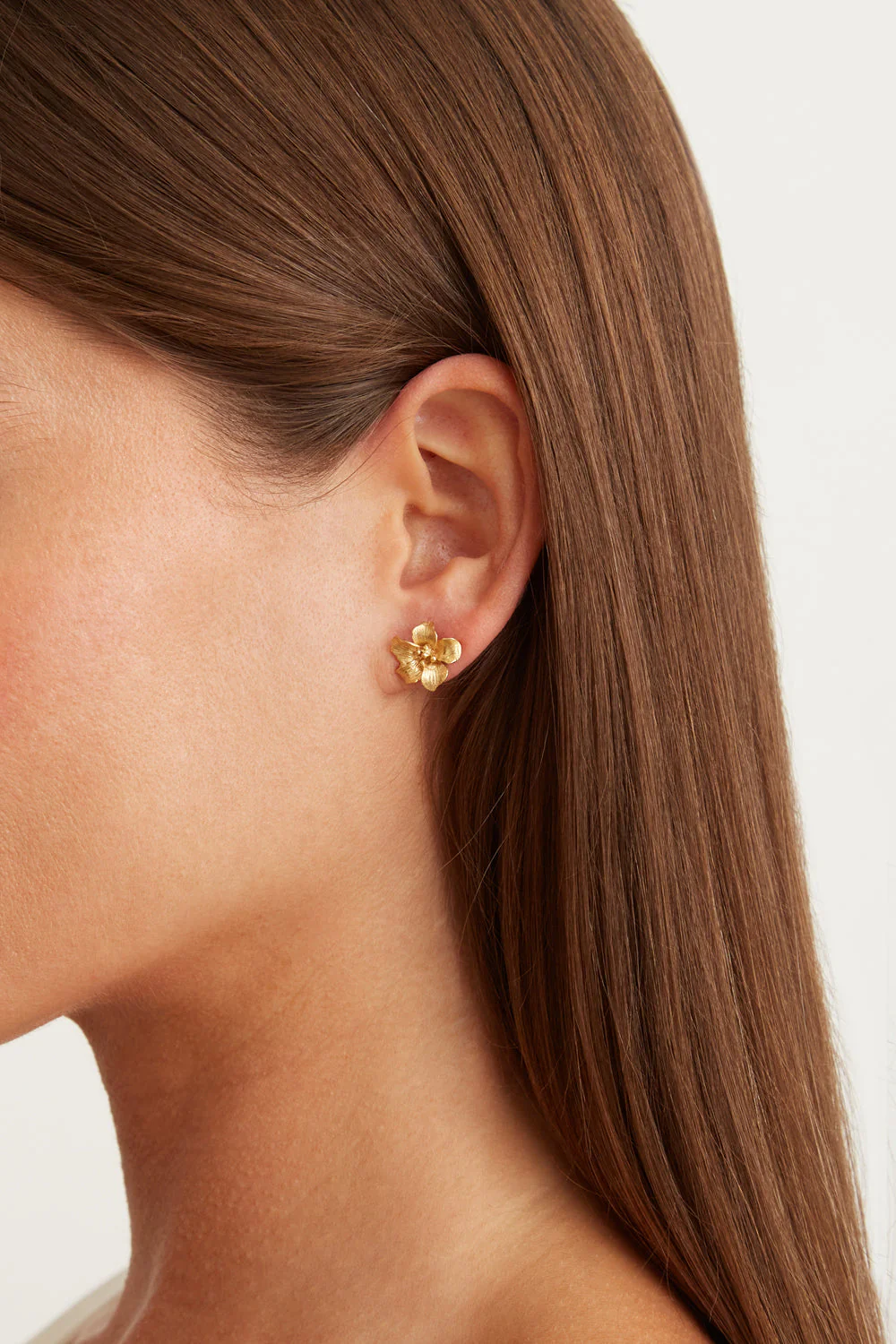 Chan Luu Gold Hibiscus Stud Earrings