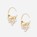 Chan Luu Crescent White Pearl & Gold Hoop Earrings