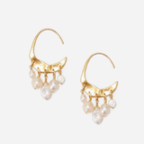 Chan Luu Crescent White Pearl & Gold Hoop Earrings