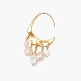 Chan Luu Crescent White Pearl & Gold Hoop Earrings