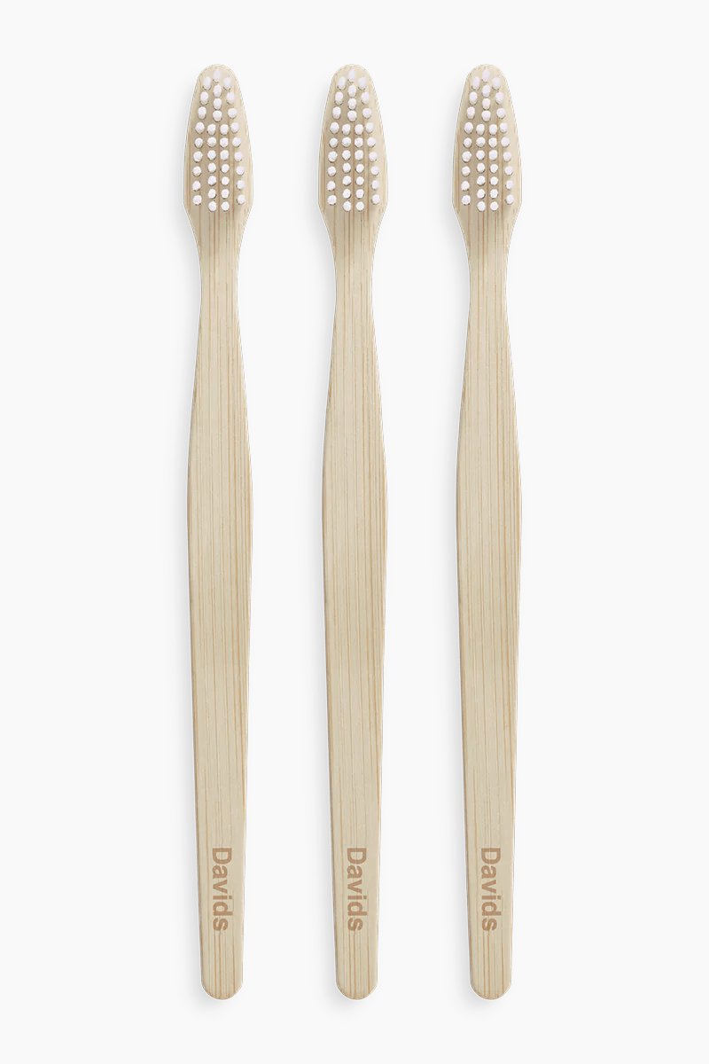 Davids Premium bamboo toothbrush adult soft 3 pack