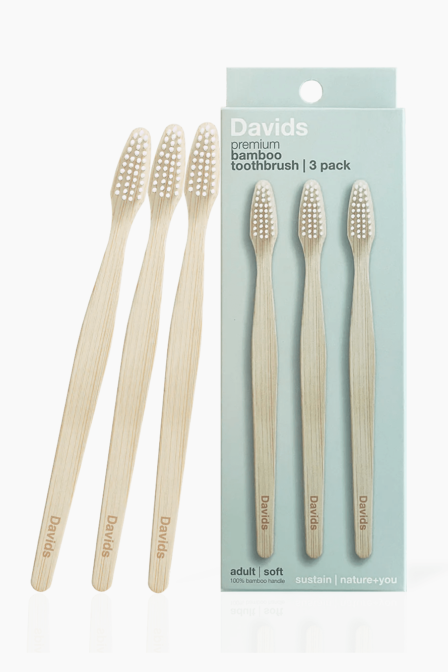 Davids Premium bamboo toothbrush adult soft 3 pack
