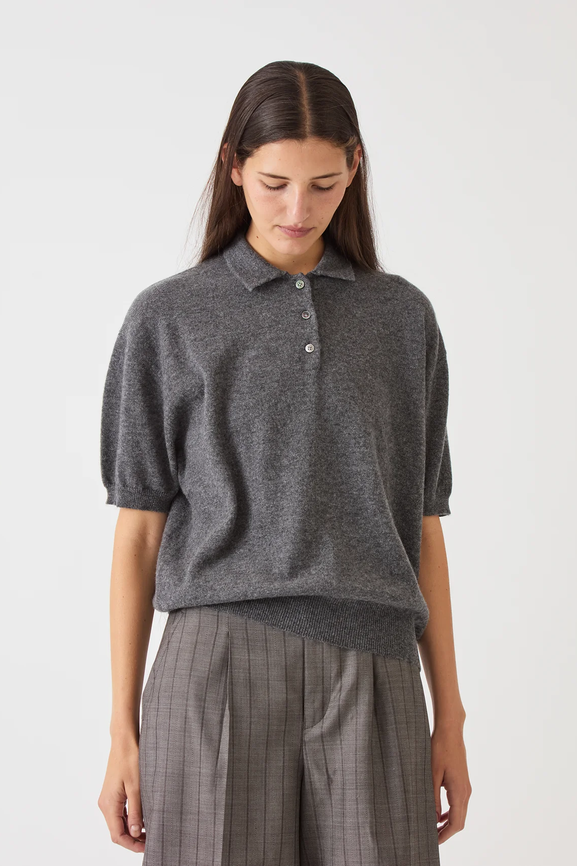 Demylee Darrin Cashmere Top - Dark Heather Grey