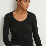 Enza Costa Cashmere Easy Cuffed U - Charcoal