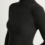 Enza Costa Cashmere Rib Turtleneck Sweater - Charcoal