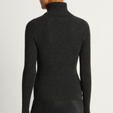 Enza Costa Cashmere Rib Turtleneck Sweater - Charcoal