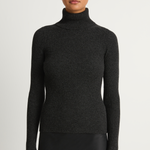 Enza Costa Cashmere Rib Turtleneck Sweater - Charcoal