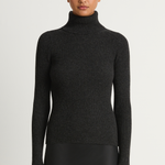 Enza Costa Cashmere Rib Turtleneck Sweater - Charcoal