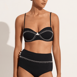 Marysia Saleno top in black with coconut embroidery