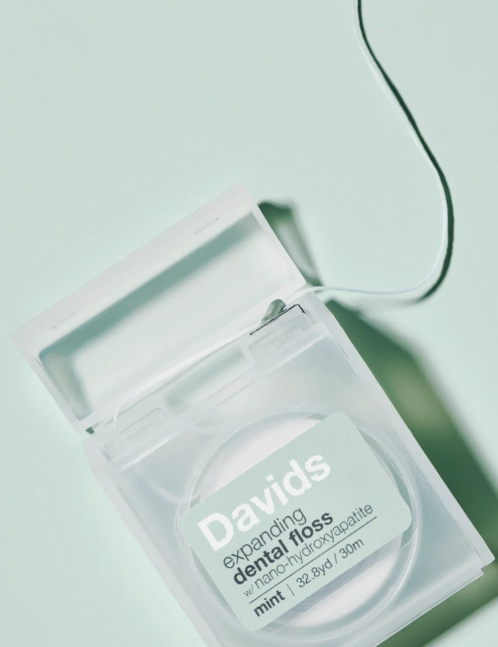 Davids expanding dental floss refillable dispenser mint 30m