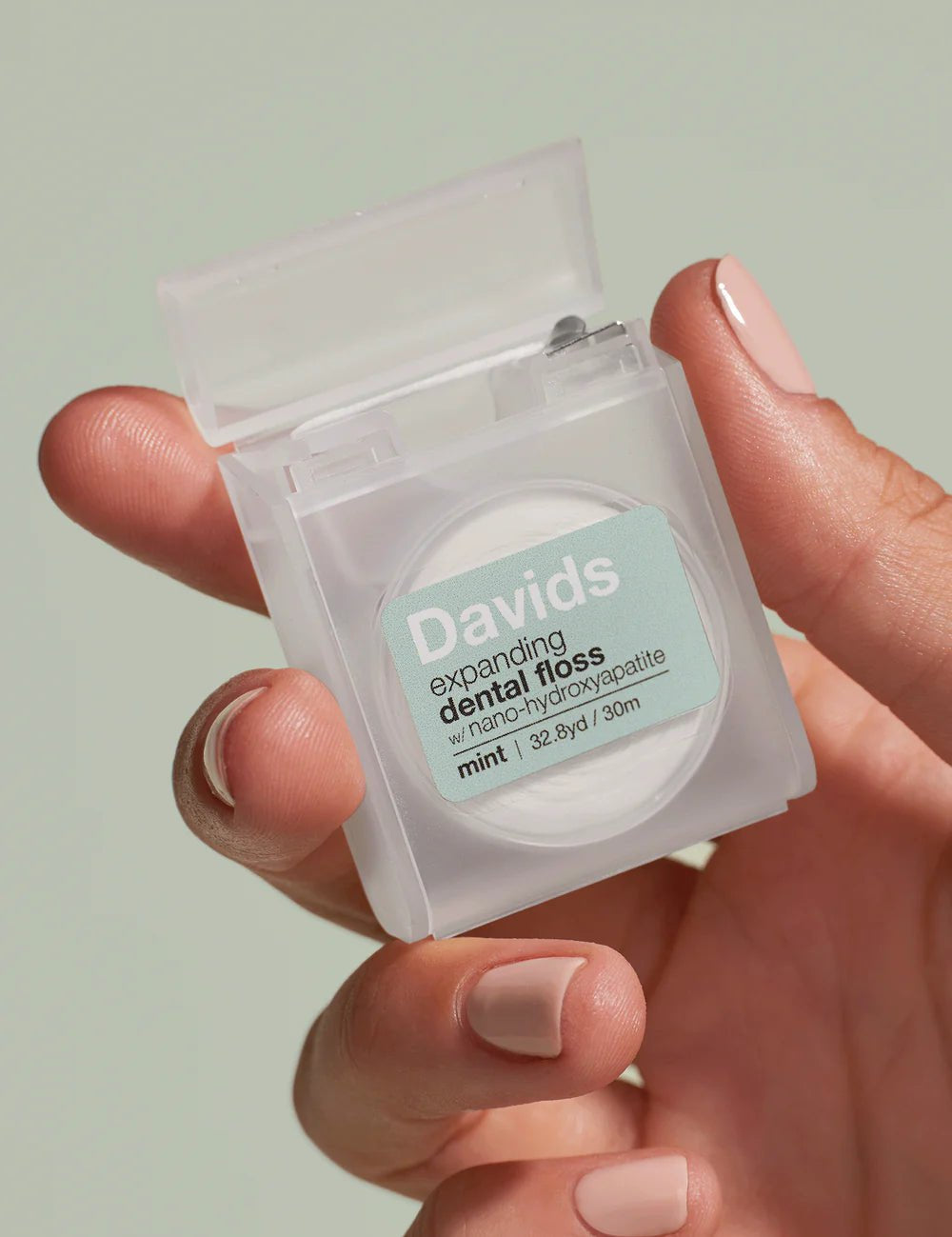 Davids expanding dental floss refillable dispenser mint 30m