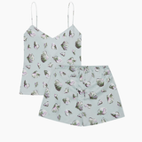 Olivia Von Halle Ella Silk Camisole Set - Cowrie Blue Seashell