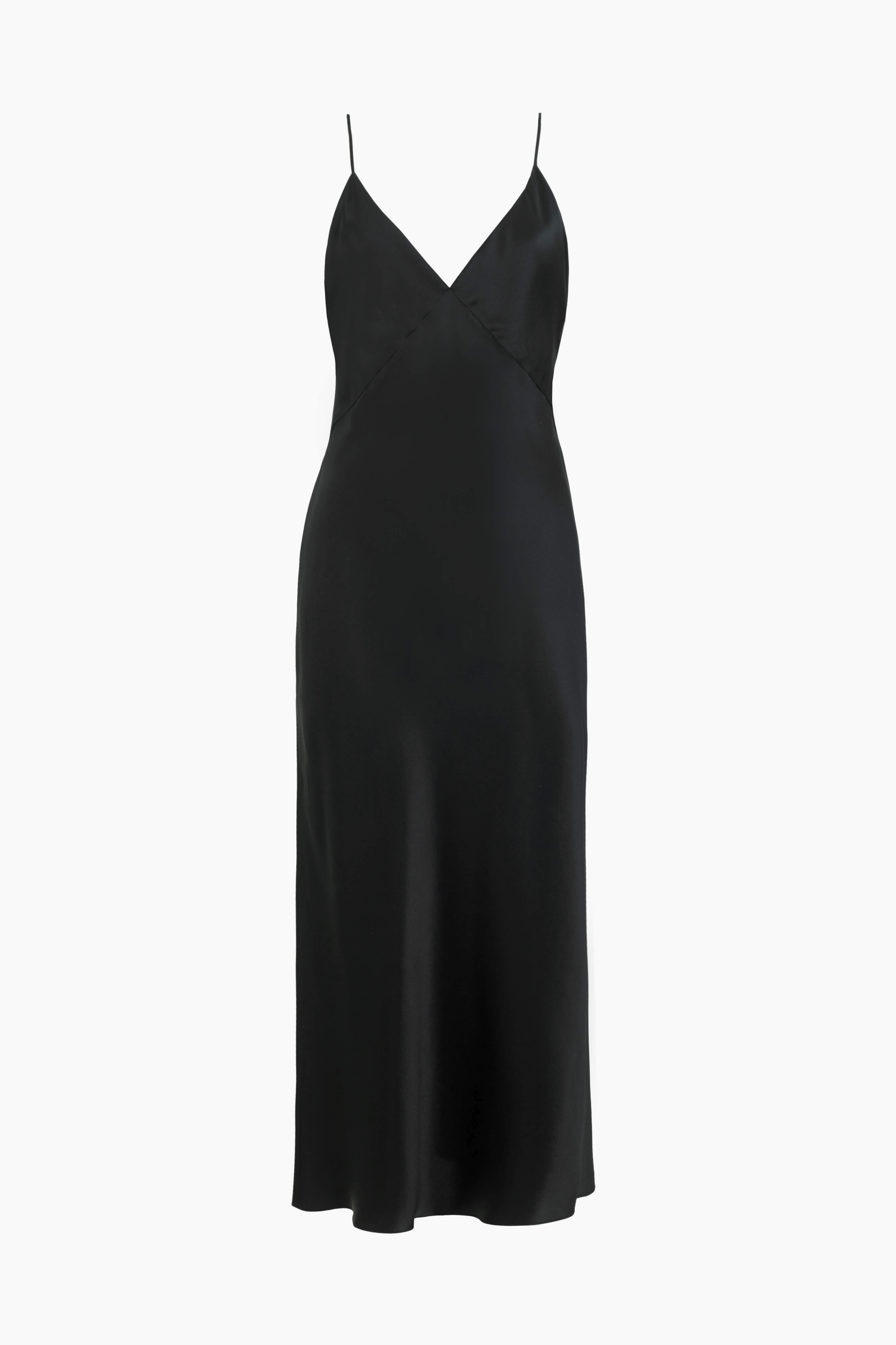Olivia Von Halle Issa Silk Satin Slip Dress - Black