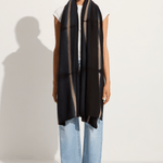 Suzusan Cashmere knit shawl Boujime Shibori line in black / light coffee