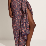 Natalie Martin Sarong in petitie fleur print aubergine