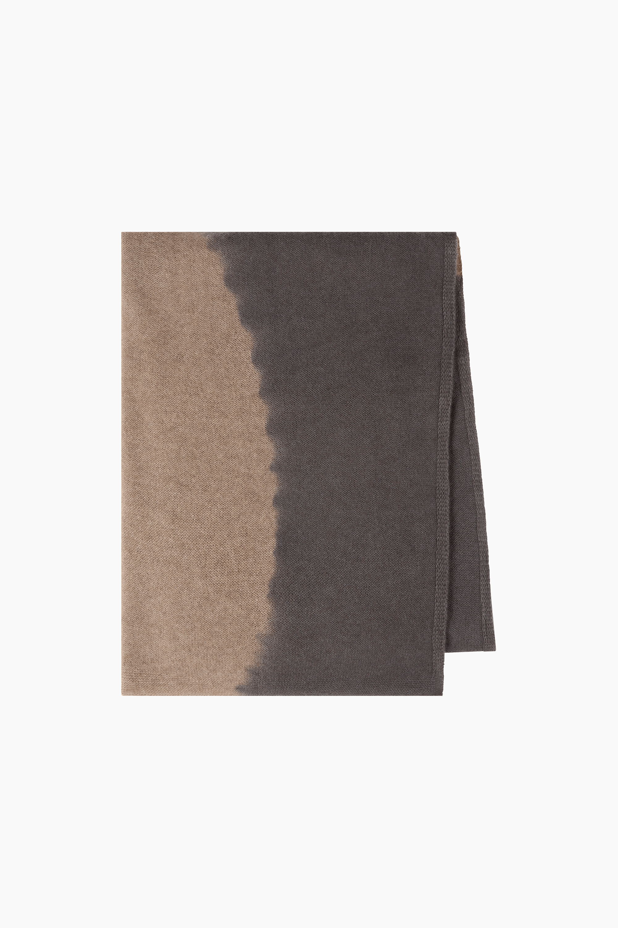 Suzusan Cashmere knit shawl Boushi Shibori dot in silver grey / light coffee