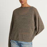 Pas De Calais Normandy Vintage Linen Pullover - Greige