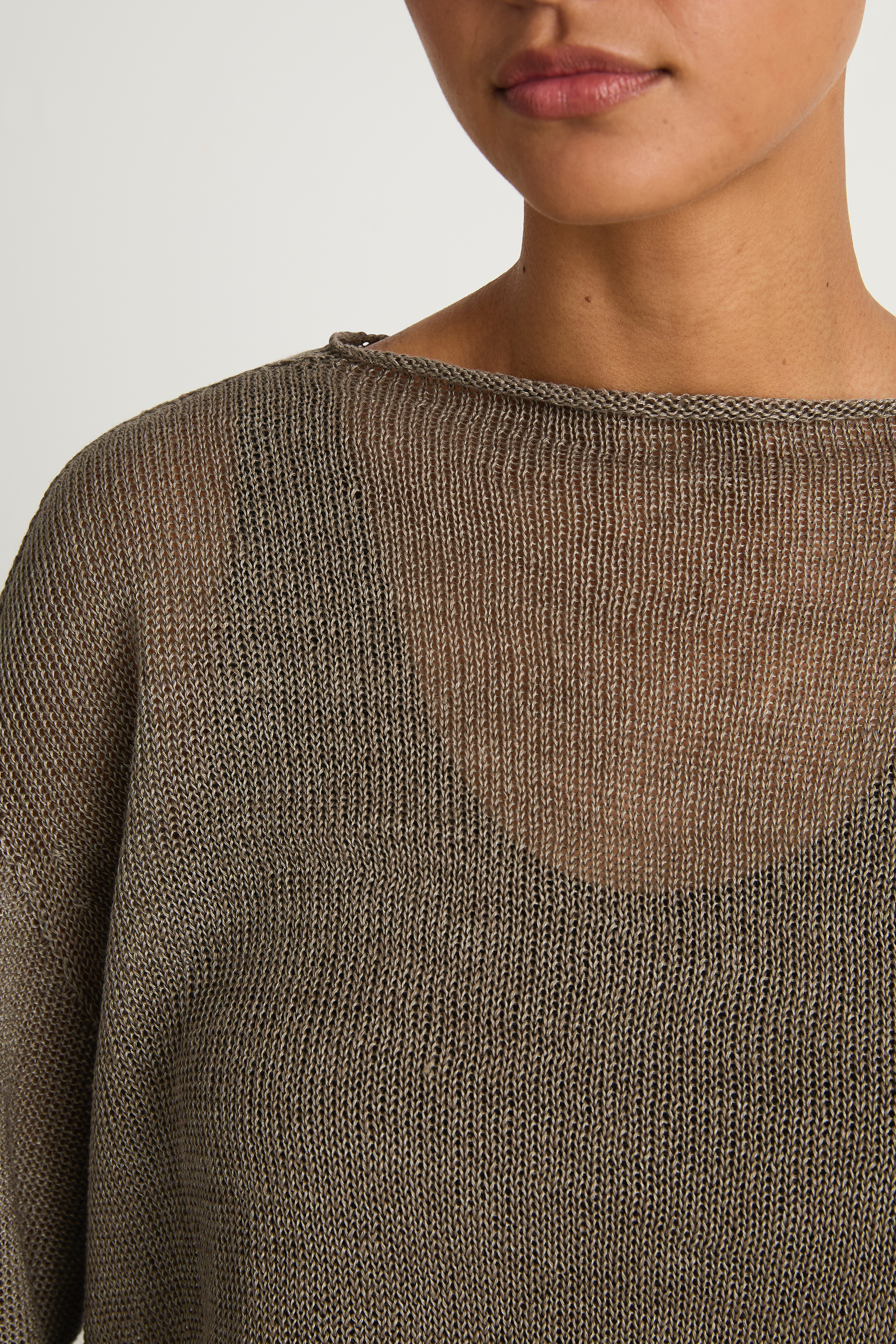 Pas De Calais Normandy Vintage Linen Pullover - Greige