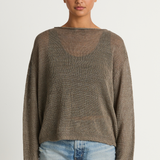Pas De Calais Normandy Vintage Linen Pullover - Greige
