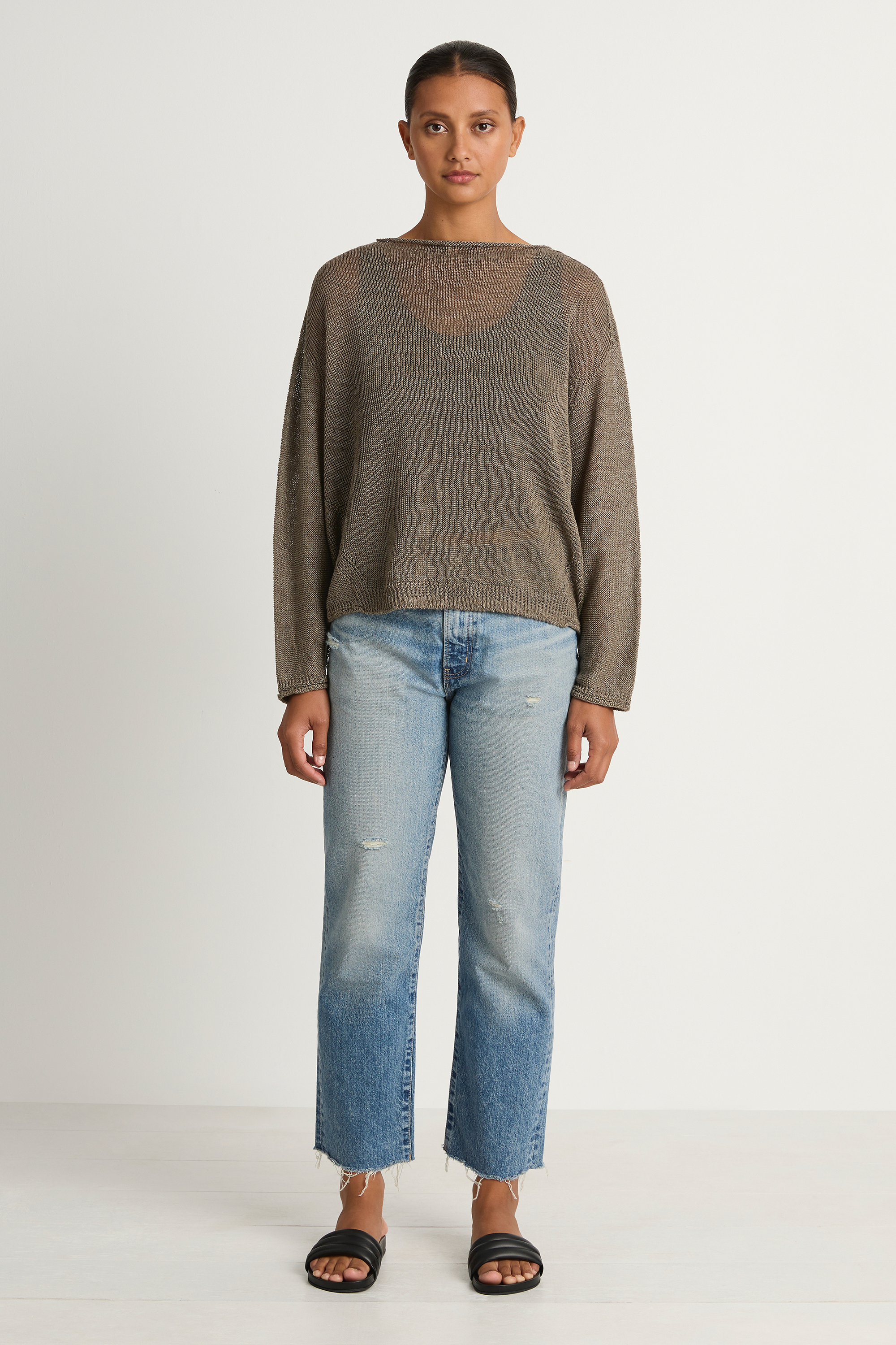 Pas De Calais Normandy Vintage Linen Pullover - Greige