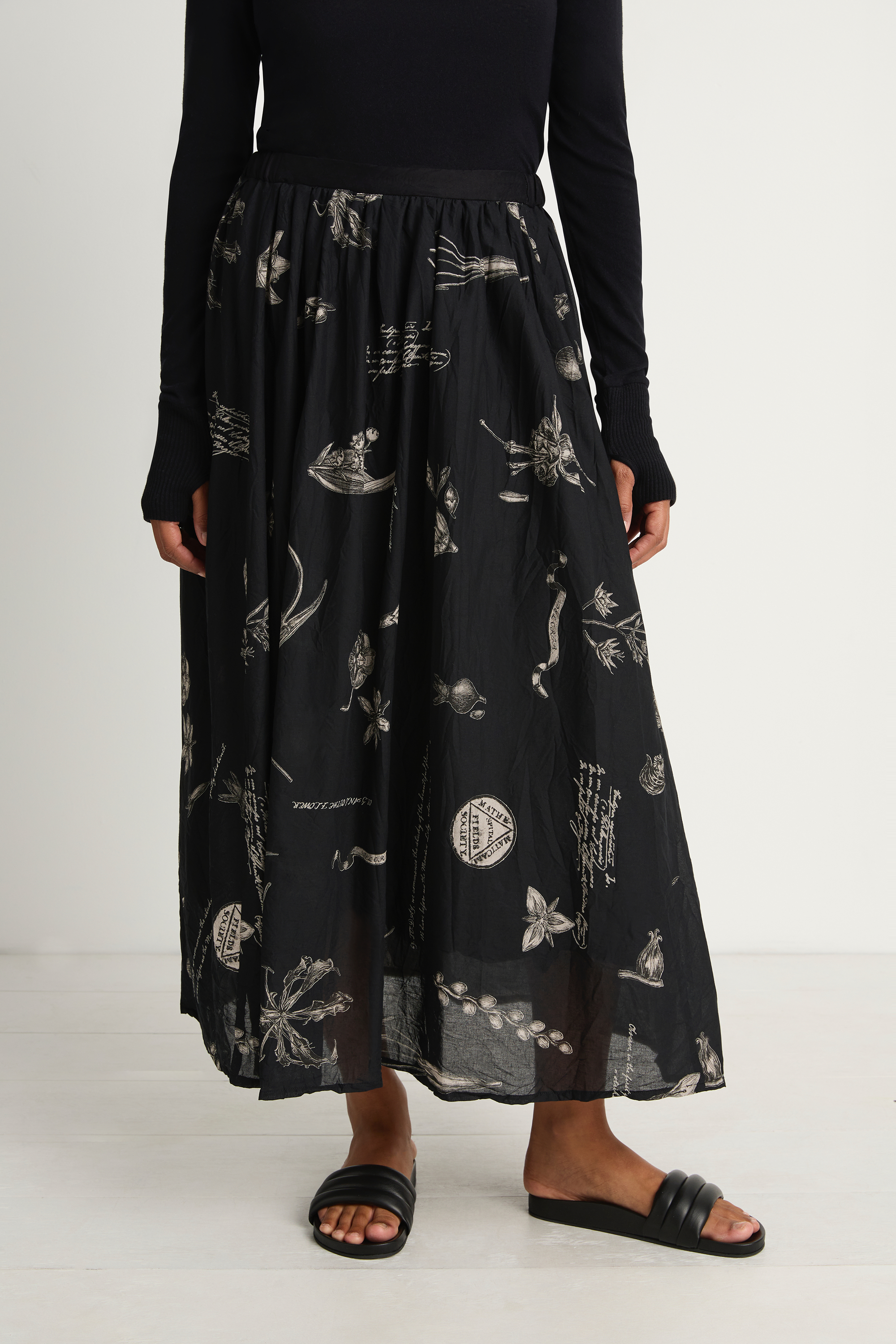 Pas De Calais Plant Growth Print Skirt - Black