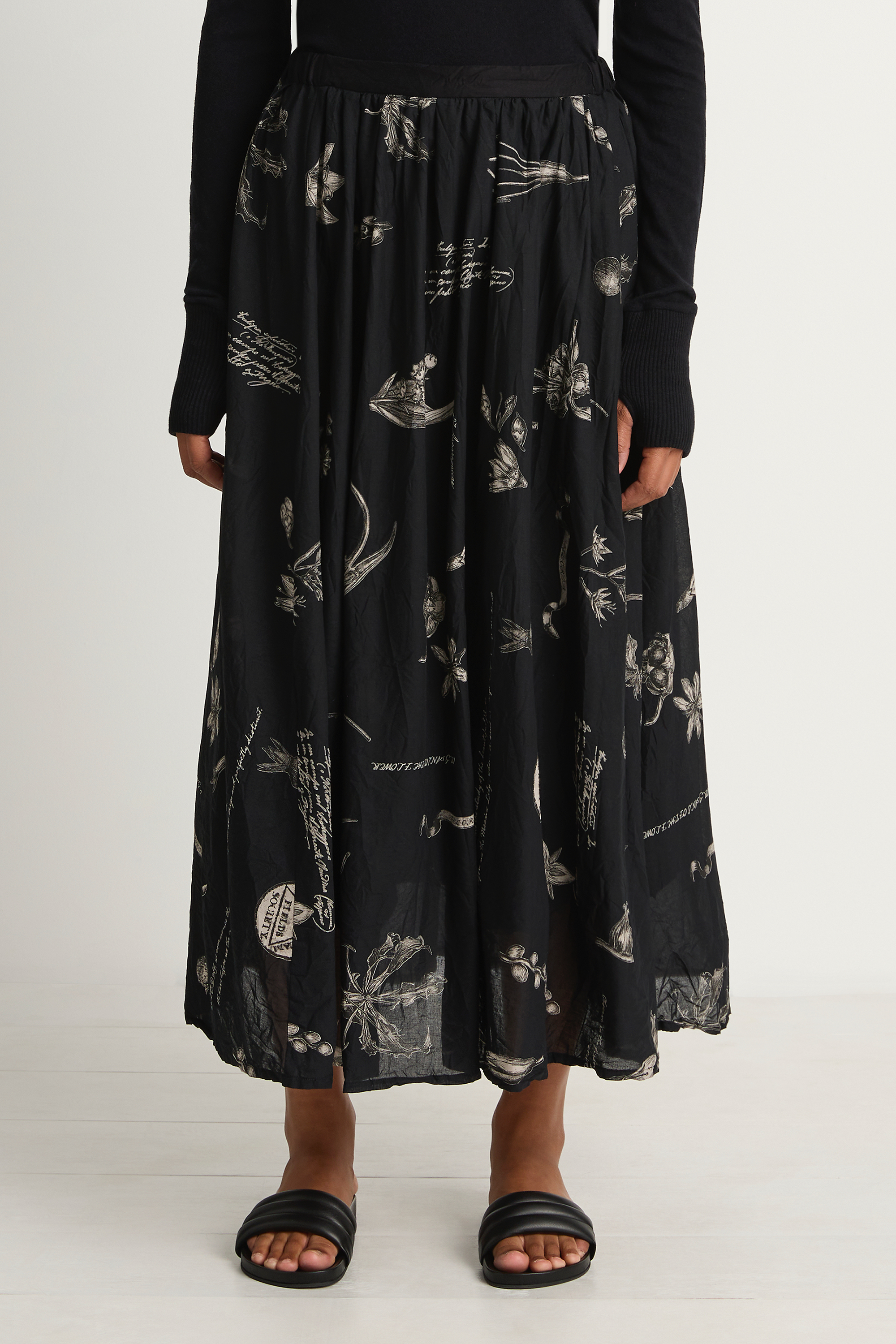 Pas De Calais Plant Growth Print Skirt - Black