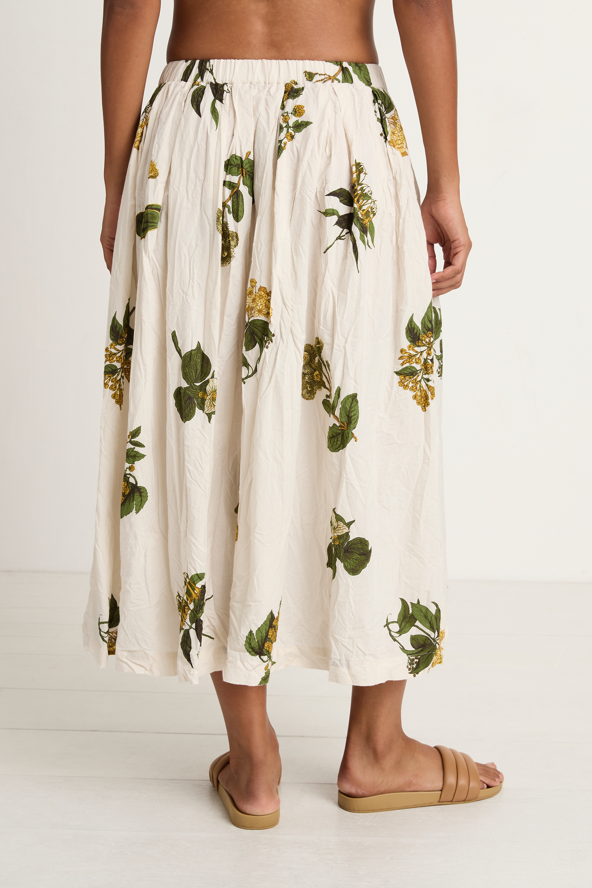 Pas De Calais Summer Botanica Print Skirt - Ivory
