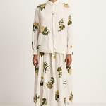 Pas De Calais Summer Botanica Print Skirt - Ivory