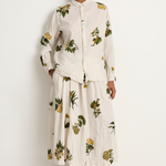 Pas De Calais Summer Botanica Print Skirt - Ivory