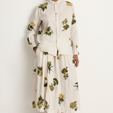 Pas De Calais Summer Botanica Print Skirt - Ivory