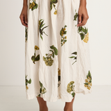 Pas De Calais Summer Botanica Print Skirt - Ivory