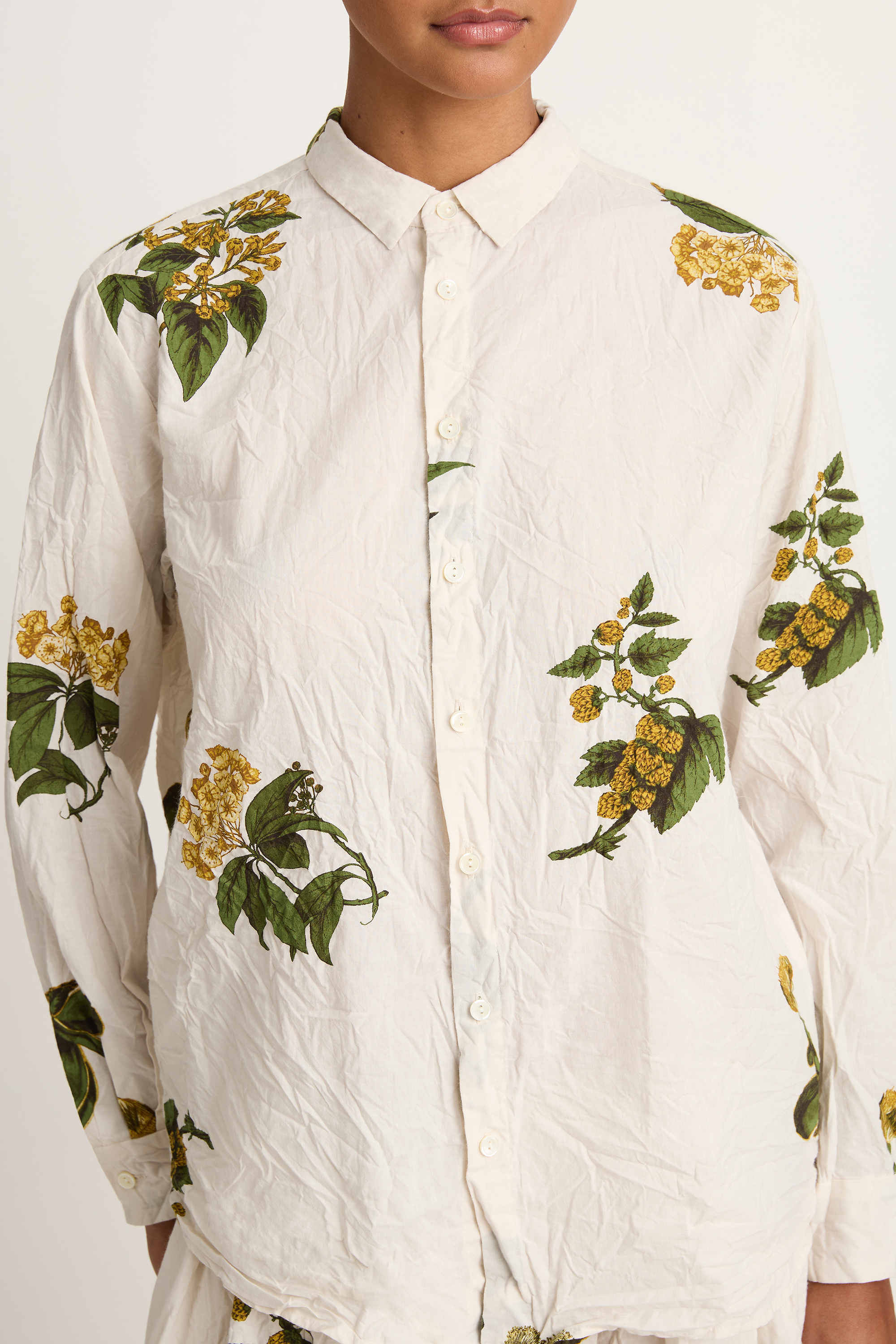 Pas De Calais Summer Botanical Print Blouse - Ivory