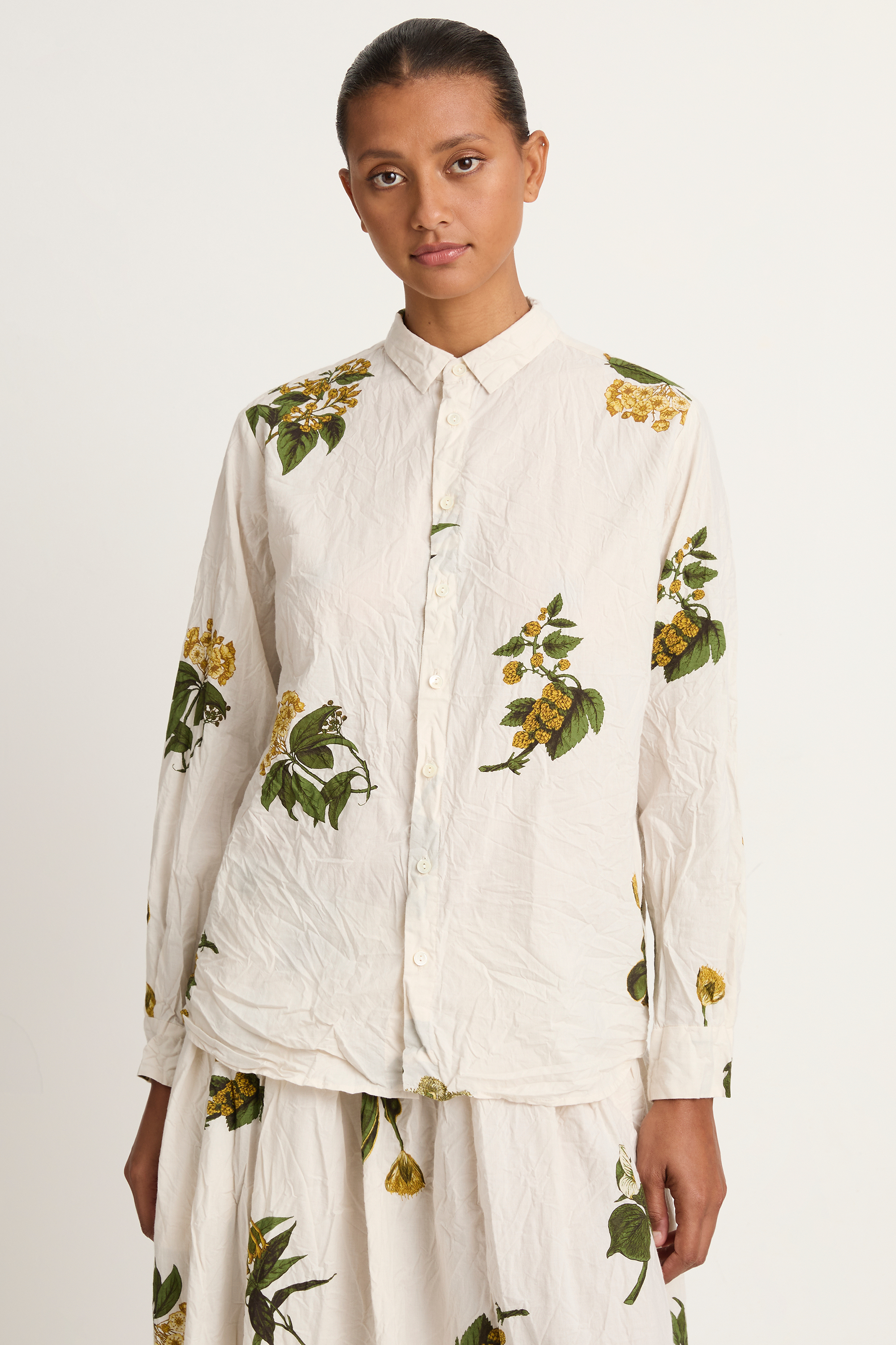 Pas De Calais Summer Botanical Print Blouse - Ivory
