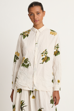 Pas De Calais Summer Botanical Print Blouse - Ivory