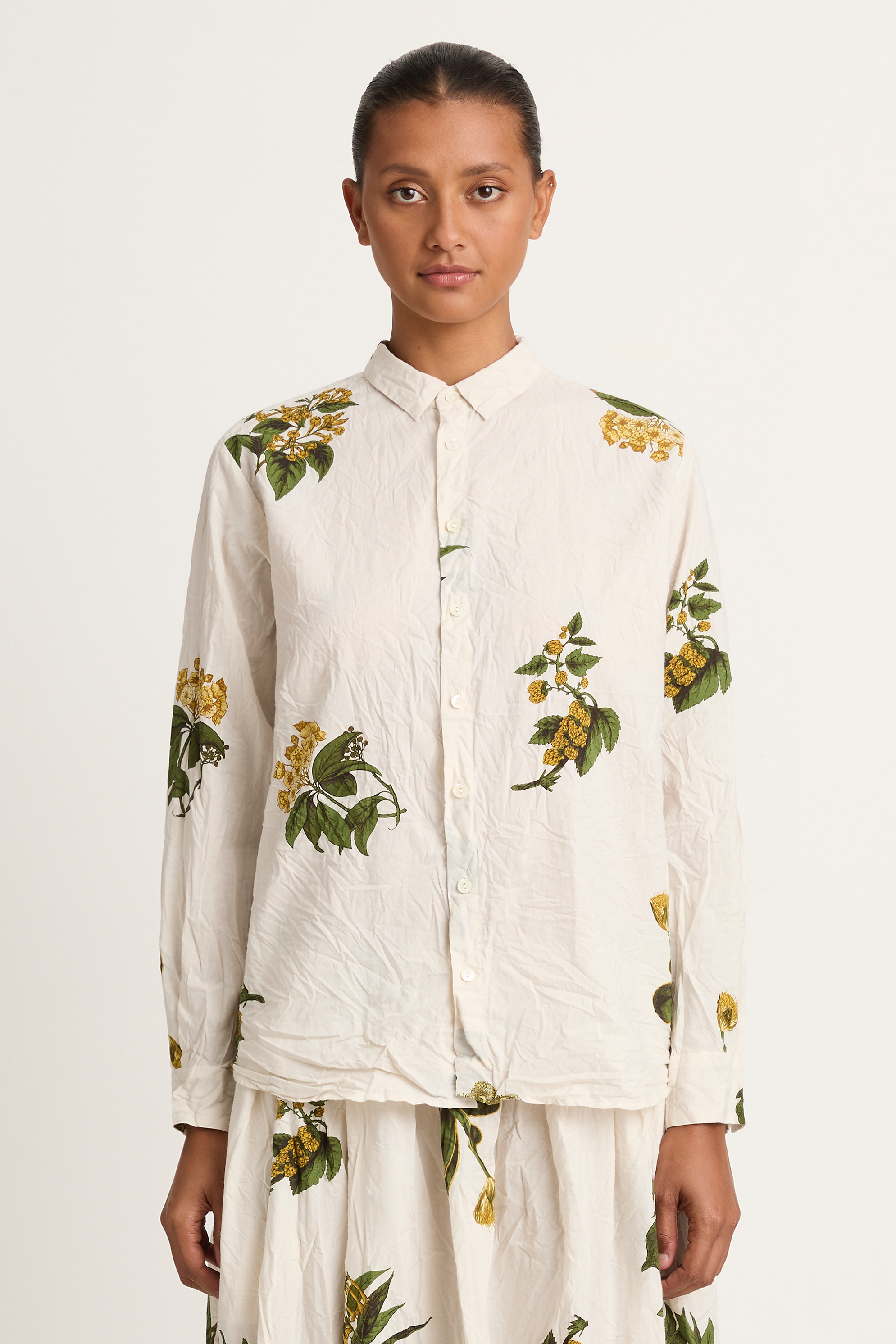Pas De Calais Summer Botanical Print Blouse - Ivory