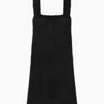 Peony Pointelle Scalloped Strap Mini Dress - Noir