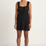 Peony Pointelle Scalloped Strap Mini Dress - Noir