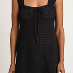 Peony Pointelle Scalloped Strap Mini Dress - Noir